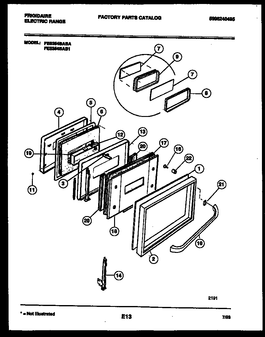 Frigidaire FES354BAB1 door parts diagram