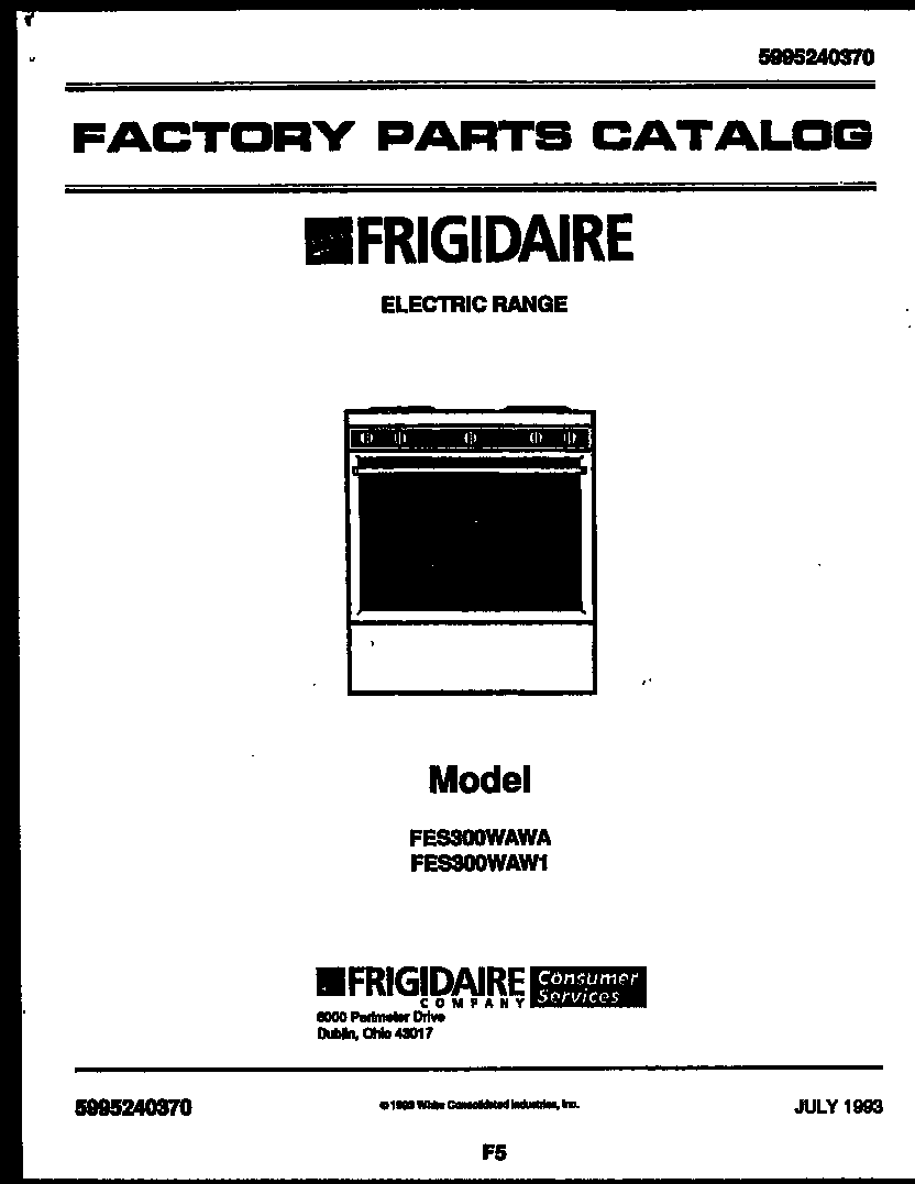 Frigidaire FES300WAD1 cover diagram