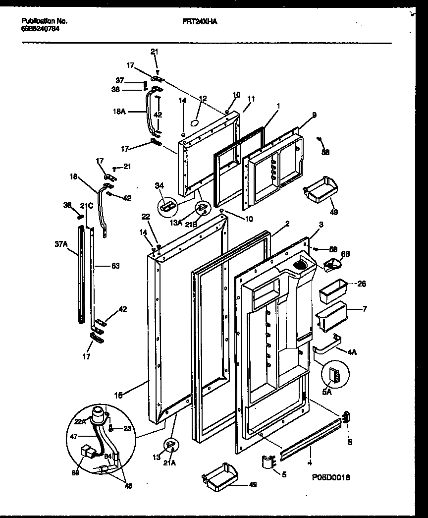Frigidaire FRT24XHAW0 door parts diagram