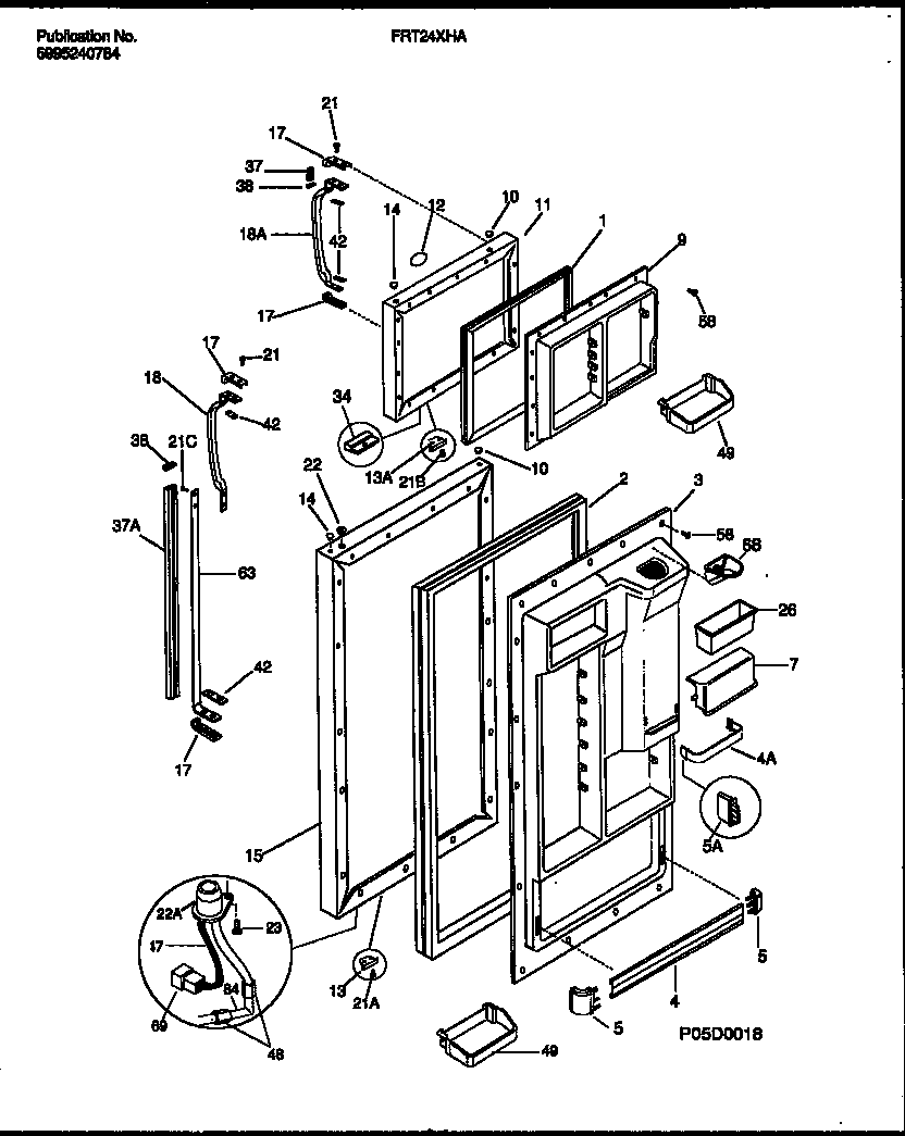 Frigidaire FRT24XHAW0 door parts diagram