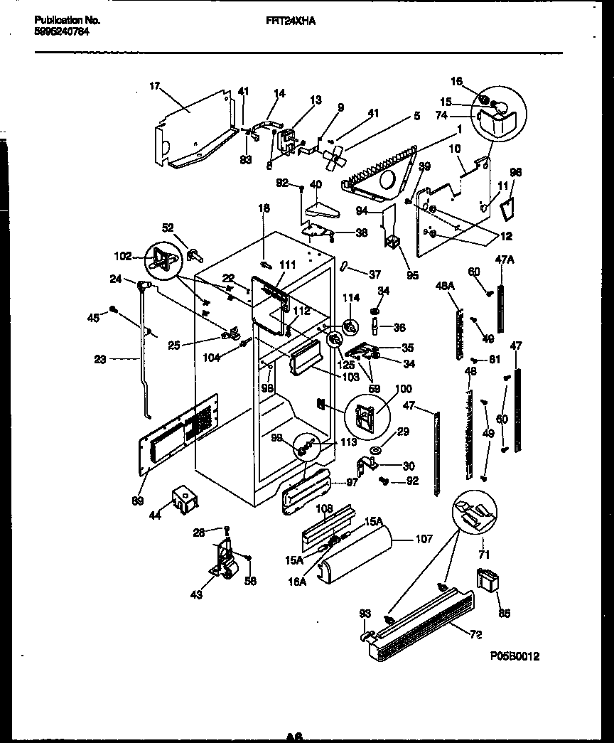 Frigidaire FRT24XHAW0 cabinet parts diagram