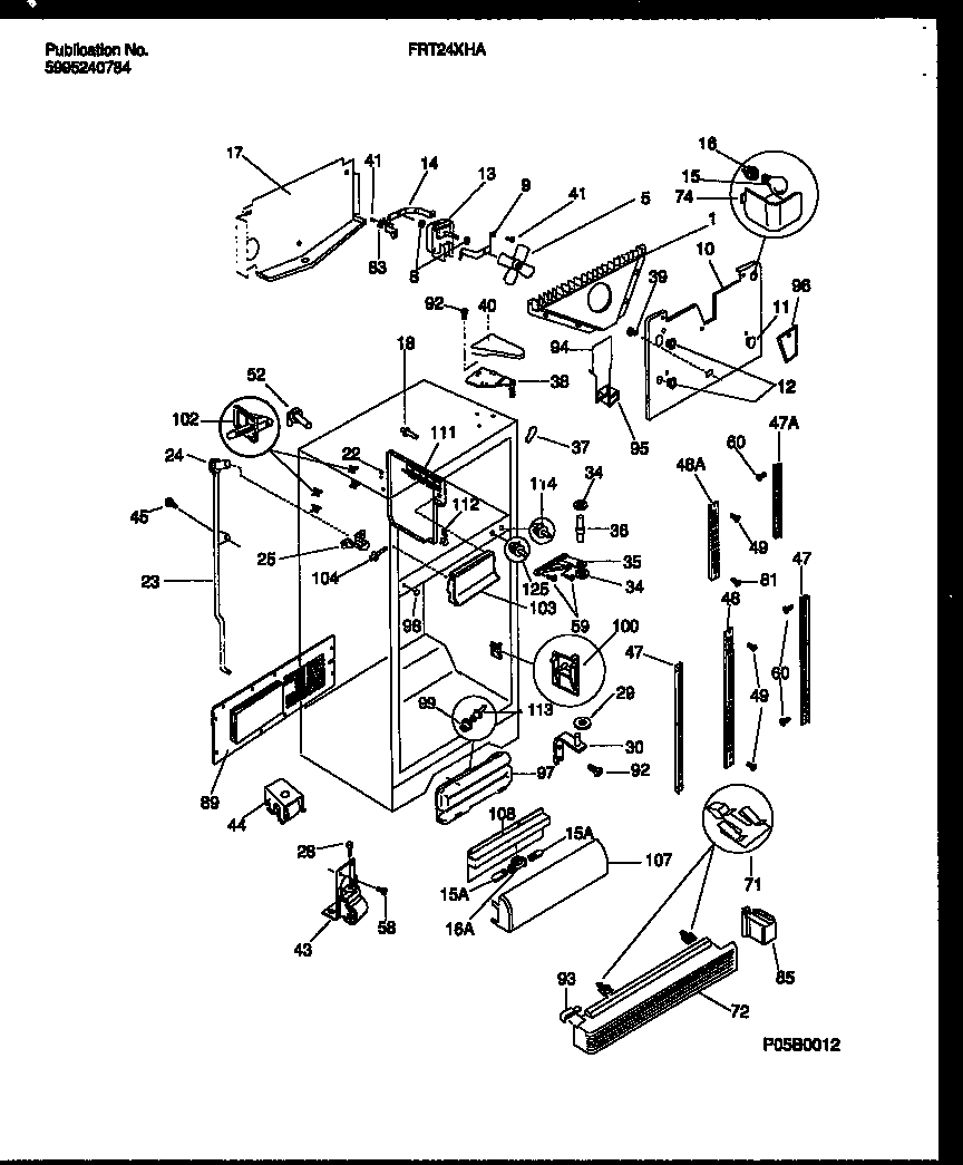 Frigidaire FRT24XHAW0 cabinet parts diagram