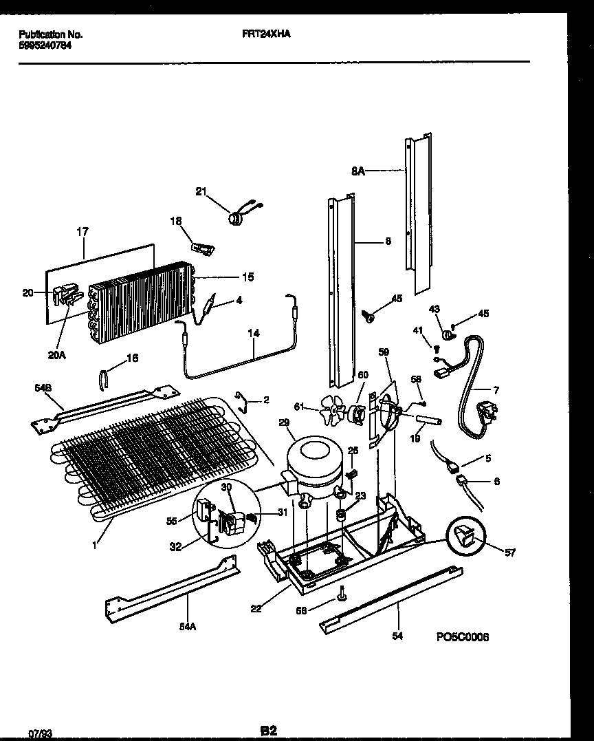 Frigidaire FRT24XHAW0 system and automatic defrost parts diagram