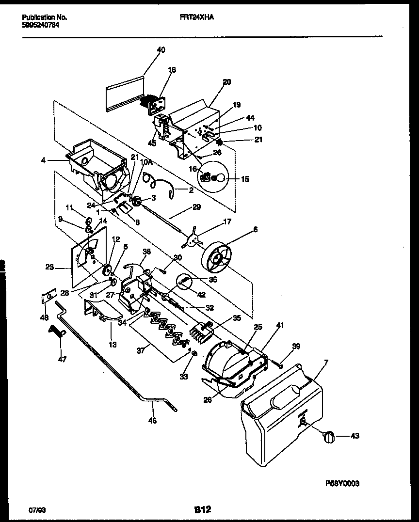 Frigidaire FRT24XHAW0 ice dispenser diagram
