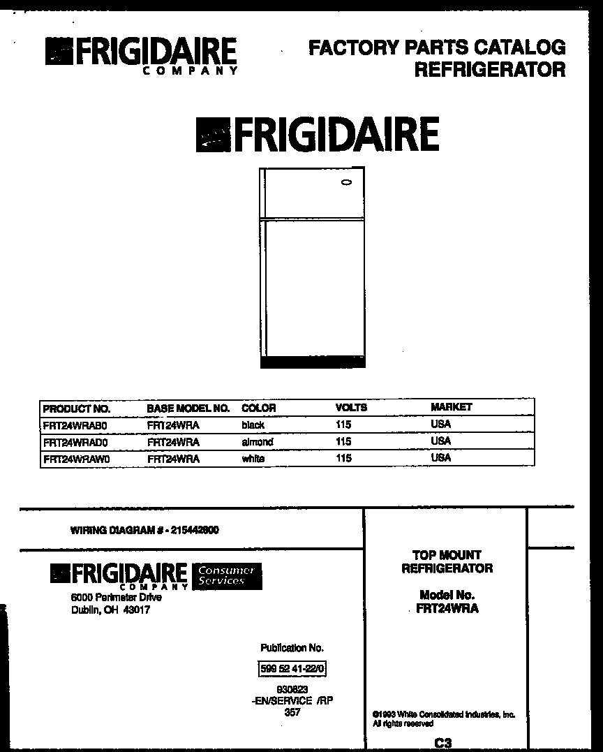 Frigidaire FRT24WRAW0 cover diagram
