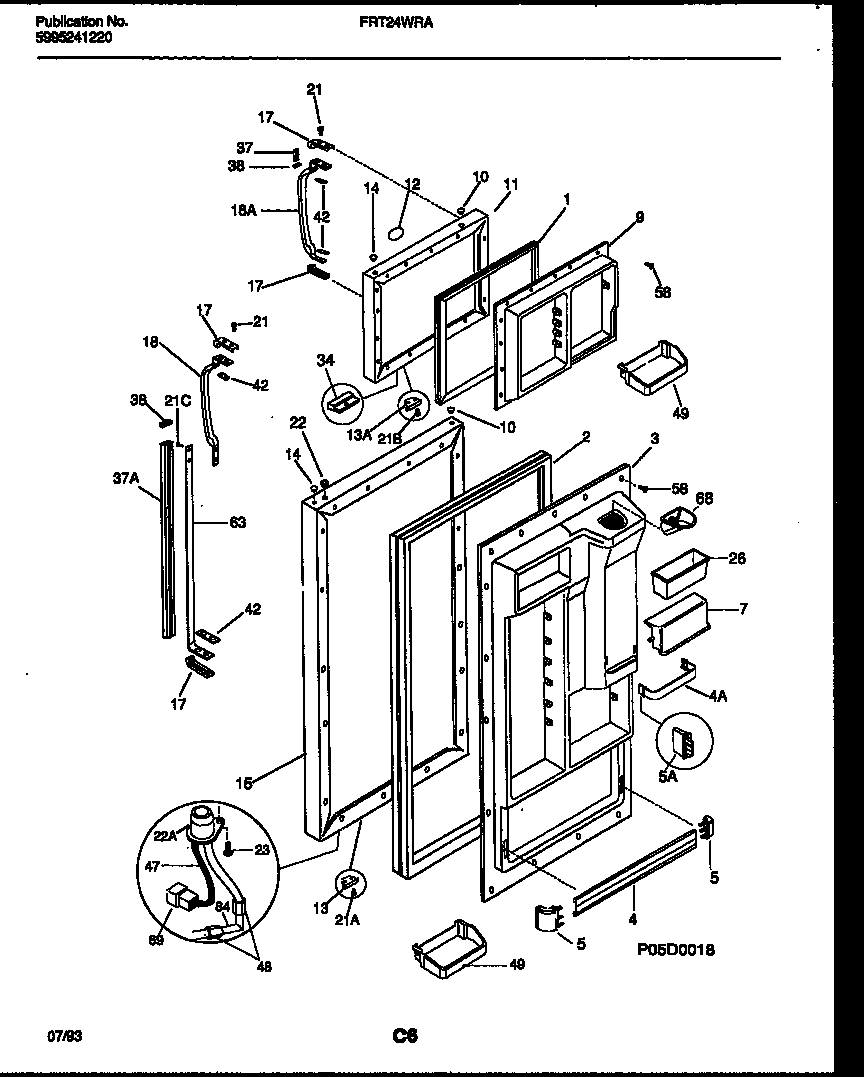 Frigidaire FRT24WRAW0 door parts diagram