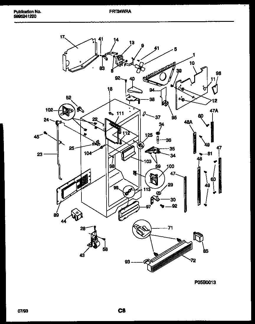 Frigidaire FRT24WRAW0 cabinet parts diagram