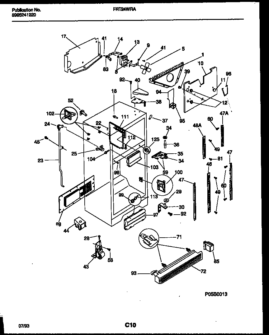 Frigidaire FRT24WRAW0 cabinet parts diagram