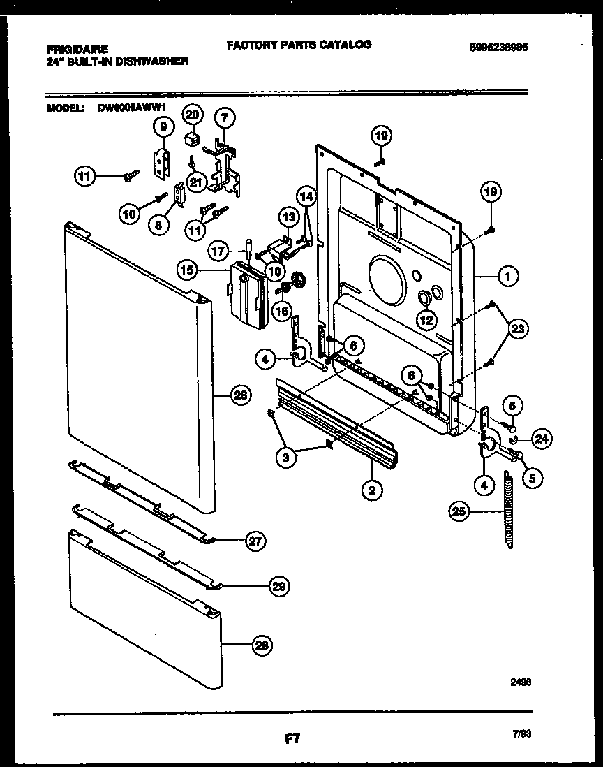 Frigidaire DW6000AWW1 door parts diagram