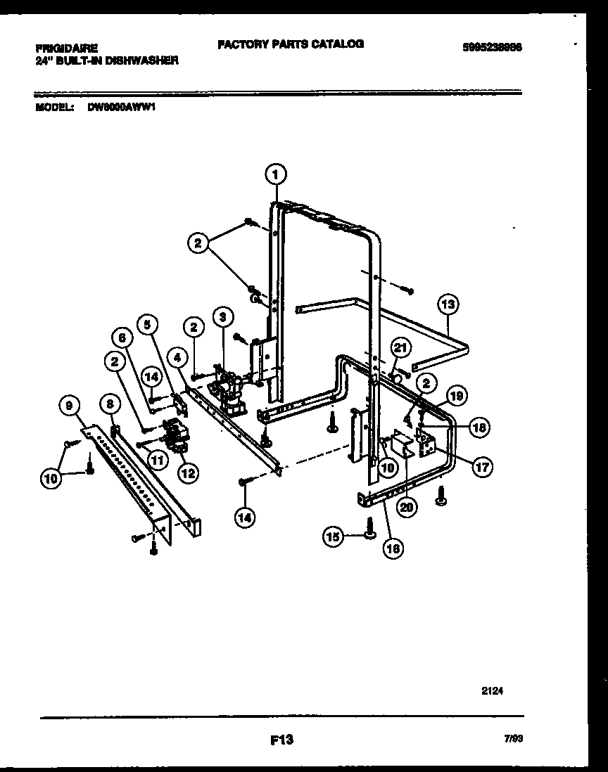 Frigidaire DW6000AWW1 power dry and motor parts diagram