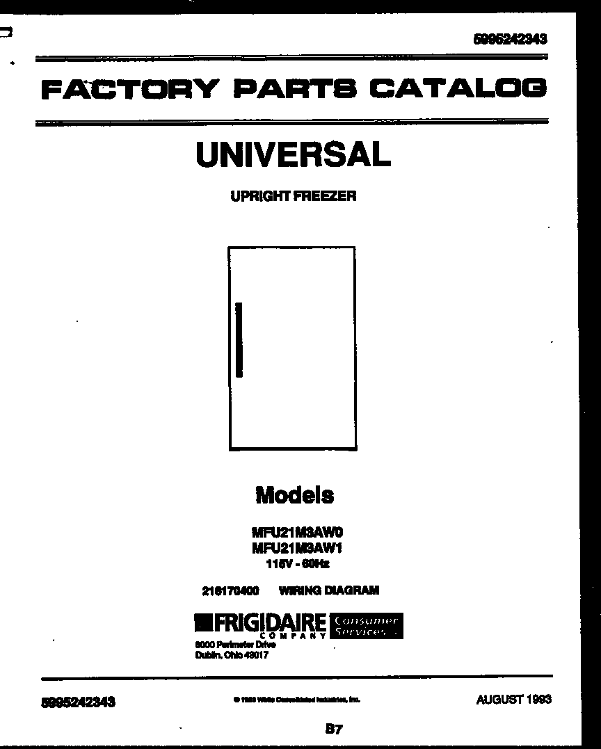 Universal/Multiflex (Frigidaire) MFU21M3AW1 null diagram