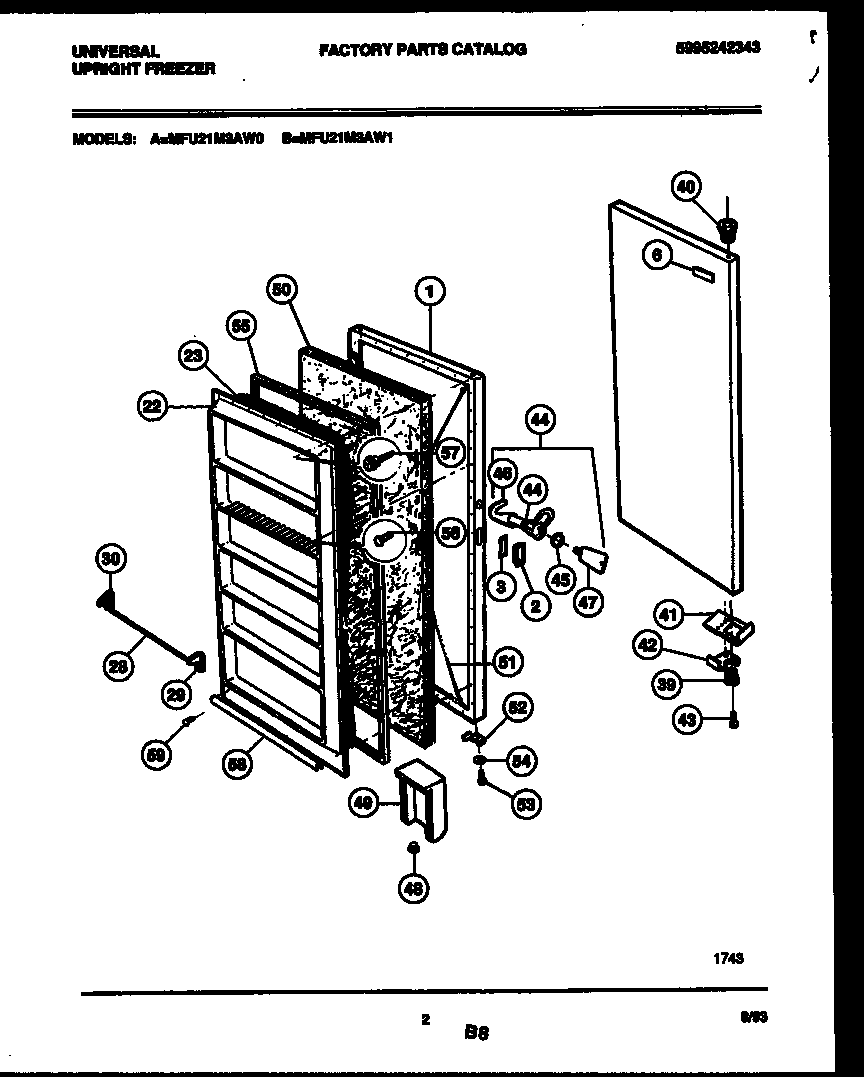 Universal/Multiflex (Frigidaire) MFU21M3AW1 door parts diagram