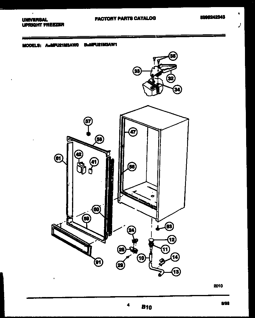 Universal/Multiflex (Frigidaire) MFU21M3AW1 cabinet parts diagram