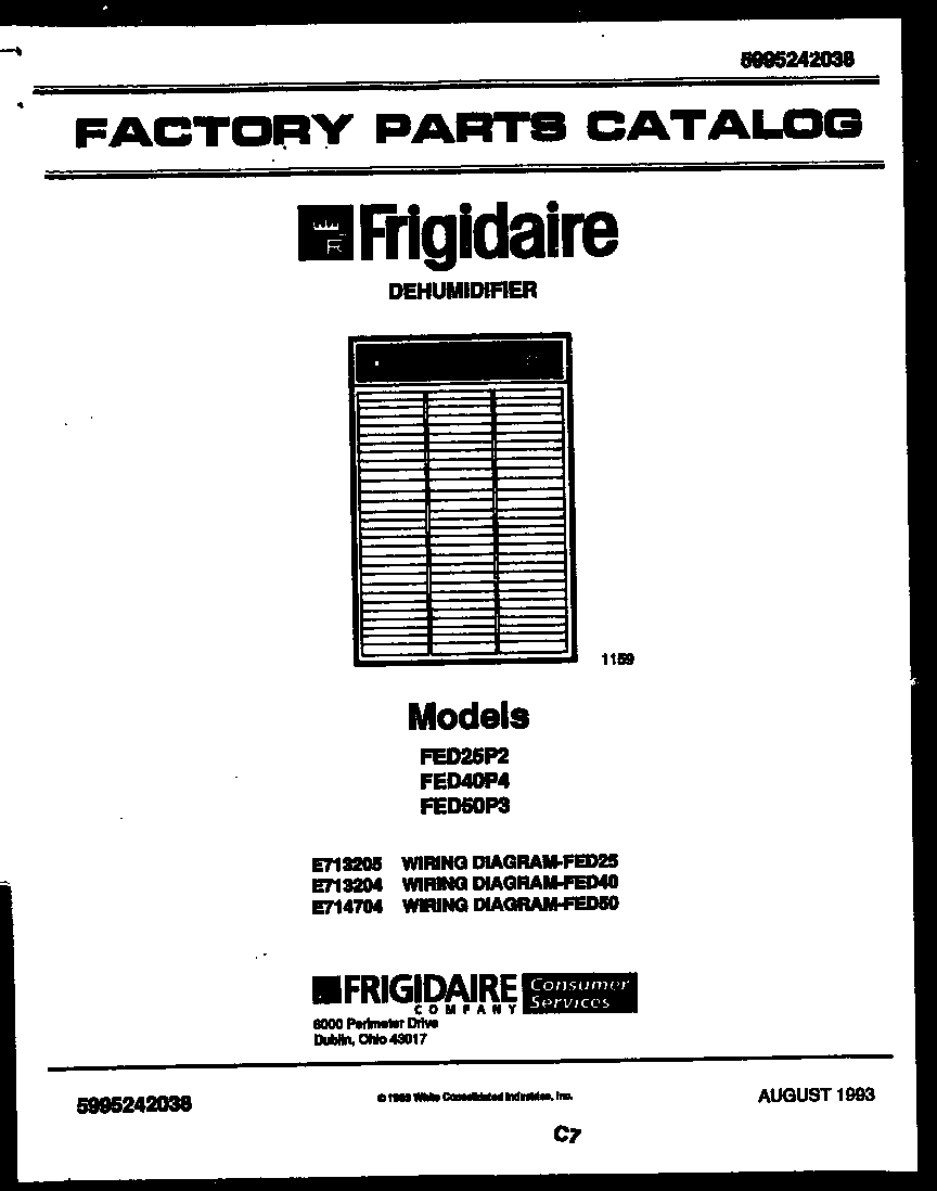 Frigidaire FED40P4 front cover diagram