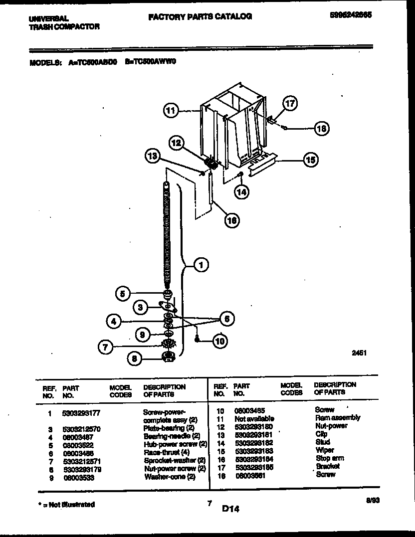 Tappan TC500ABD0 screw-power and ram assembly diagram