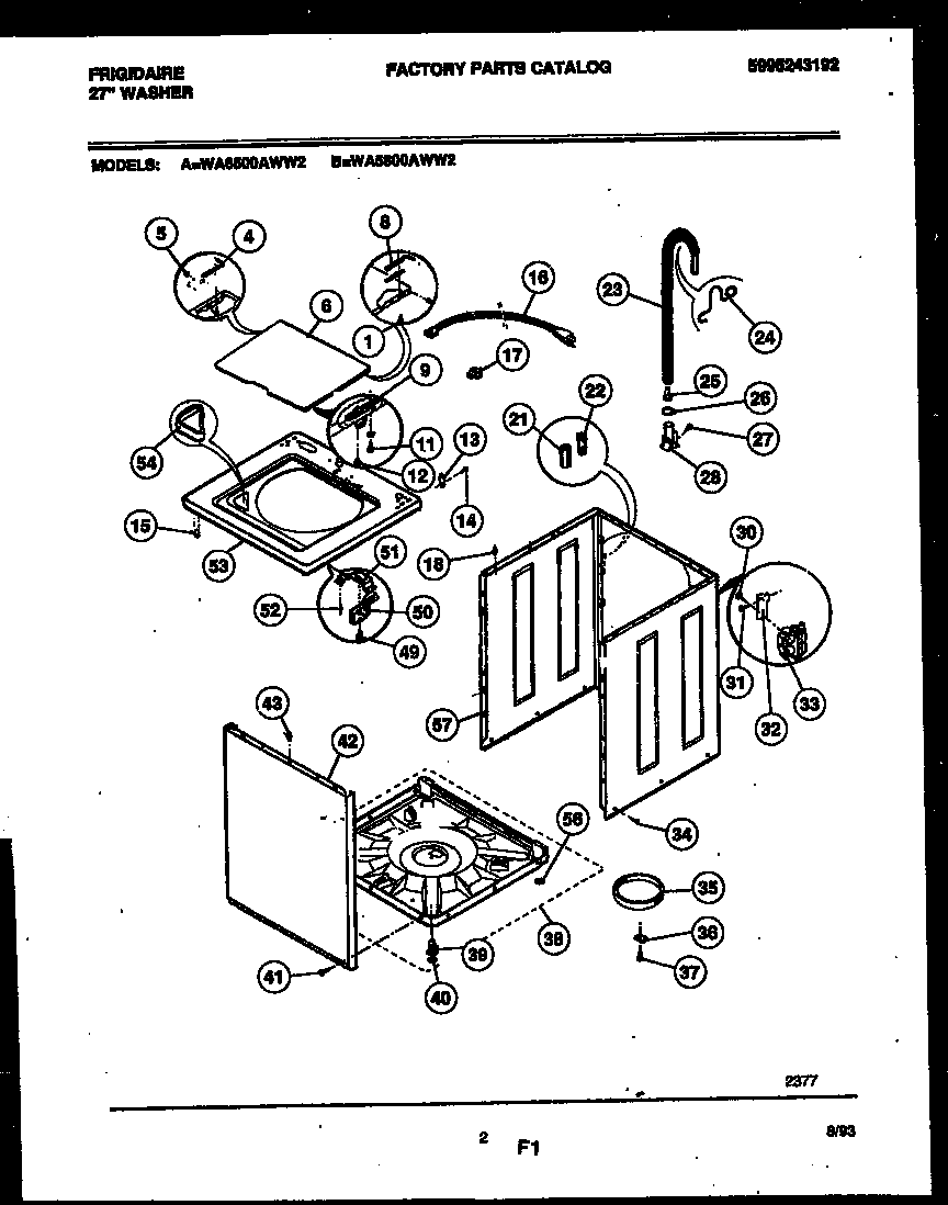 Frigidaire WA6500ADD2 cabinet parts diagram