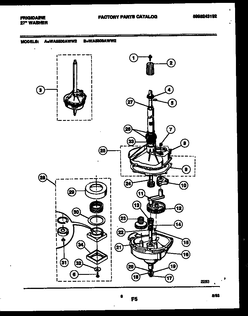 Frigidaire WA6500ADD2 transmission parts diagram
