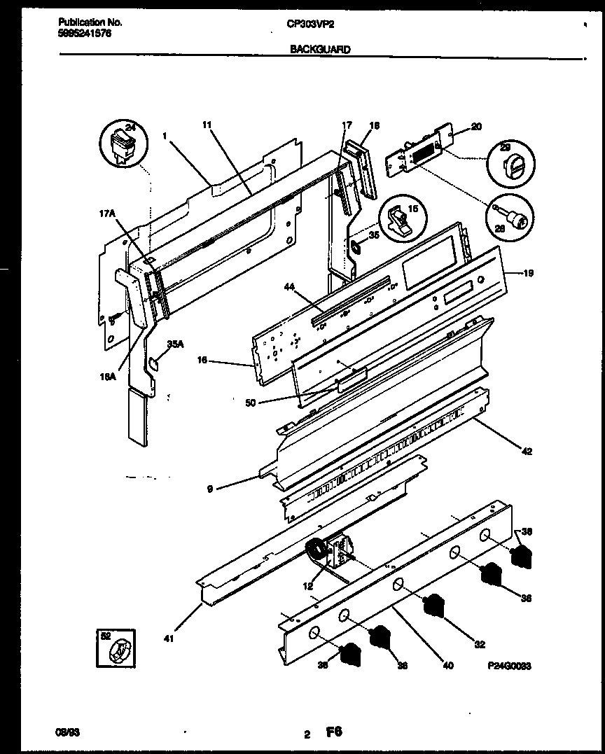 Frigidaire CP303VP2W3 backguard diagram