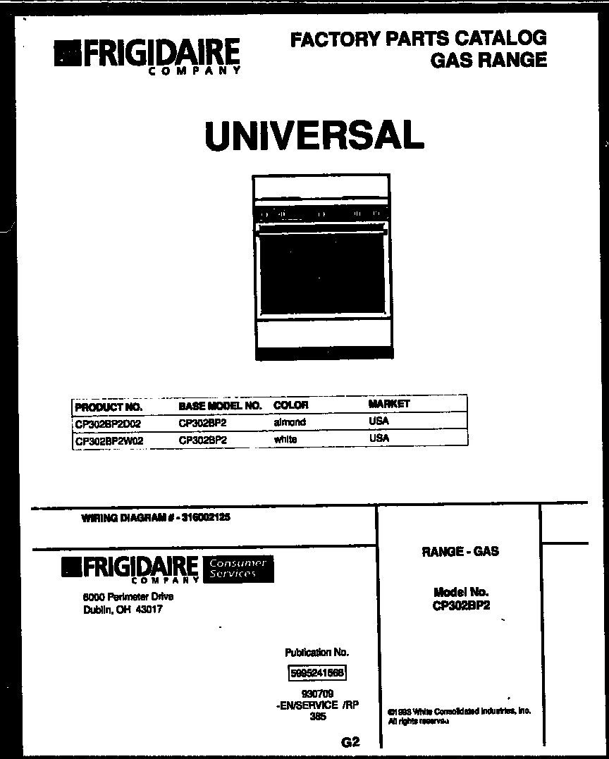 White-Westinghouse CP302BP2W2 cover diagram
