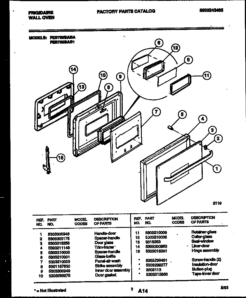 Frigidaire FEB755BABA door parts diagram