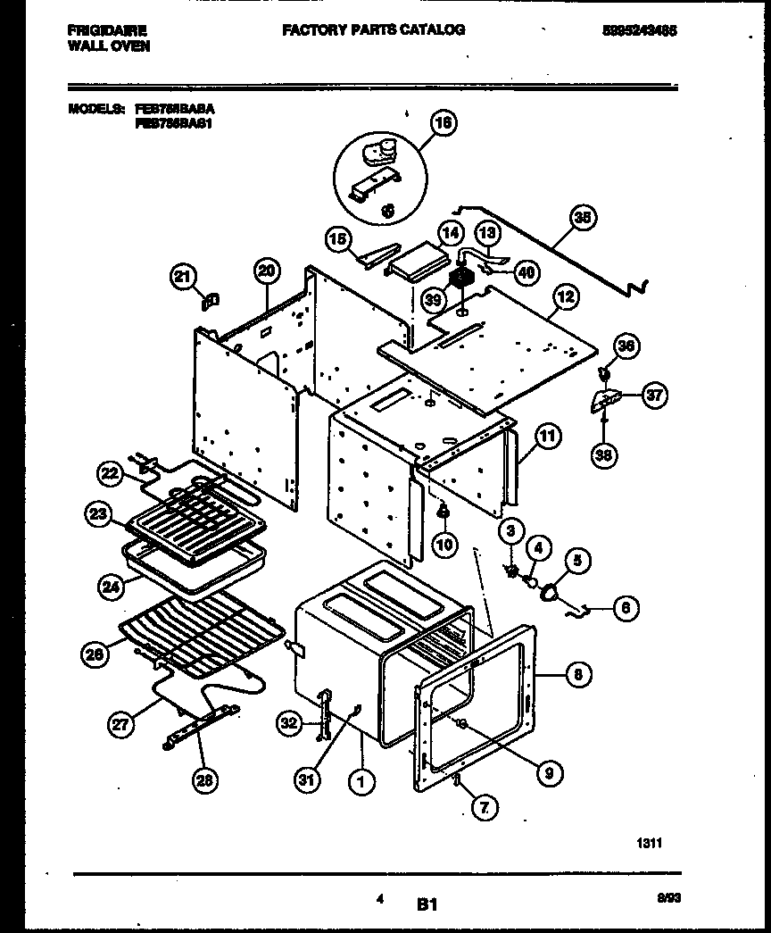 Frigidaire FEB755BABA body parts diagram