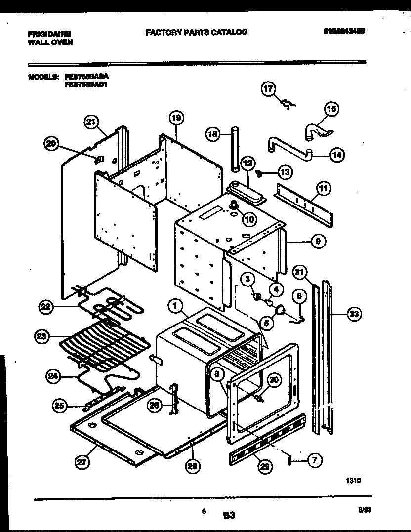 Frigidaire FEB755BABA body parts diagram
