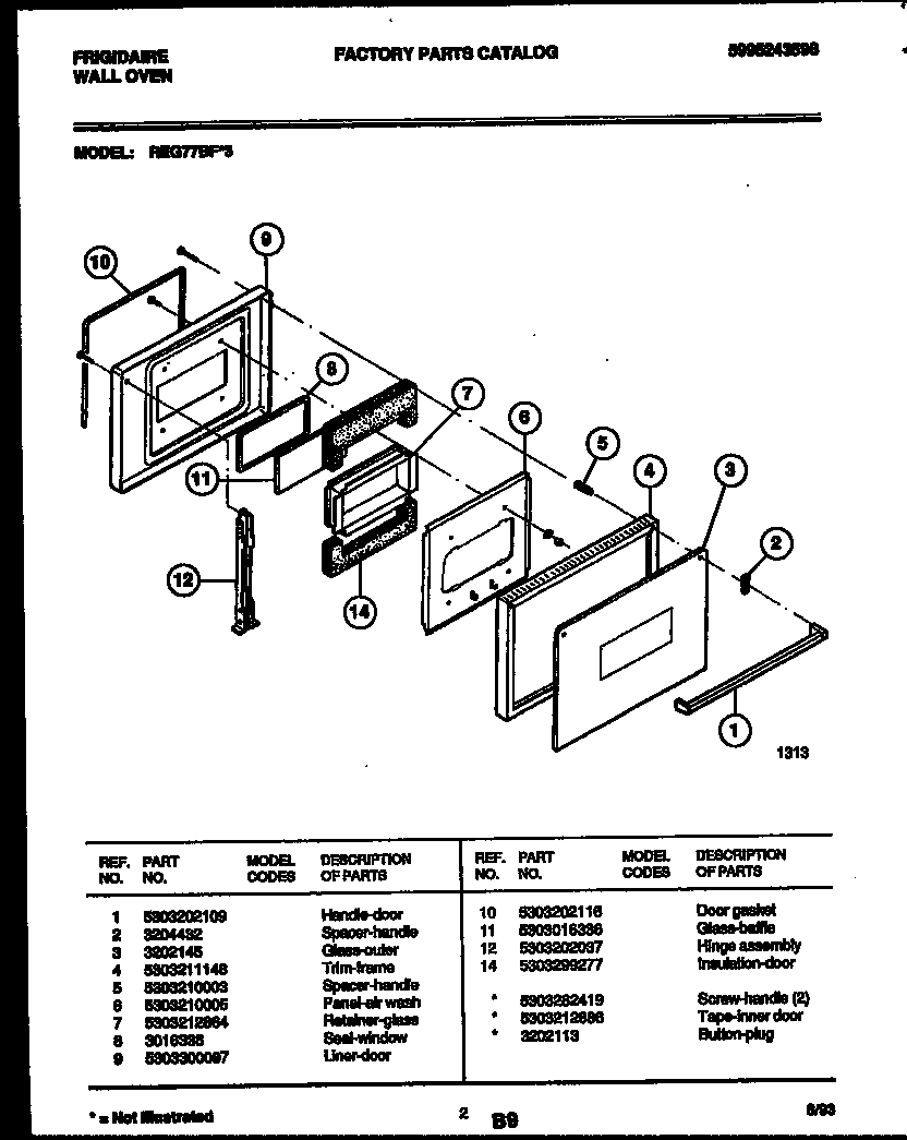 Frigidaire REG77BF3 door parts diagram