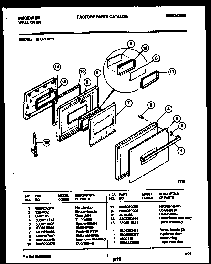 Frigidaire REG77BF3 door parts diagram