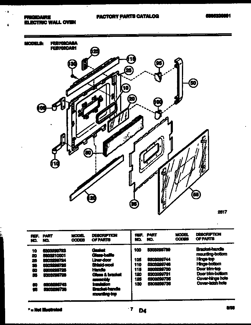 Frigidaire FEB702CAS1 door parts diagram