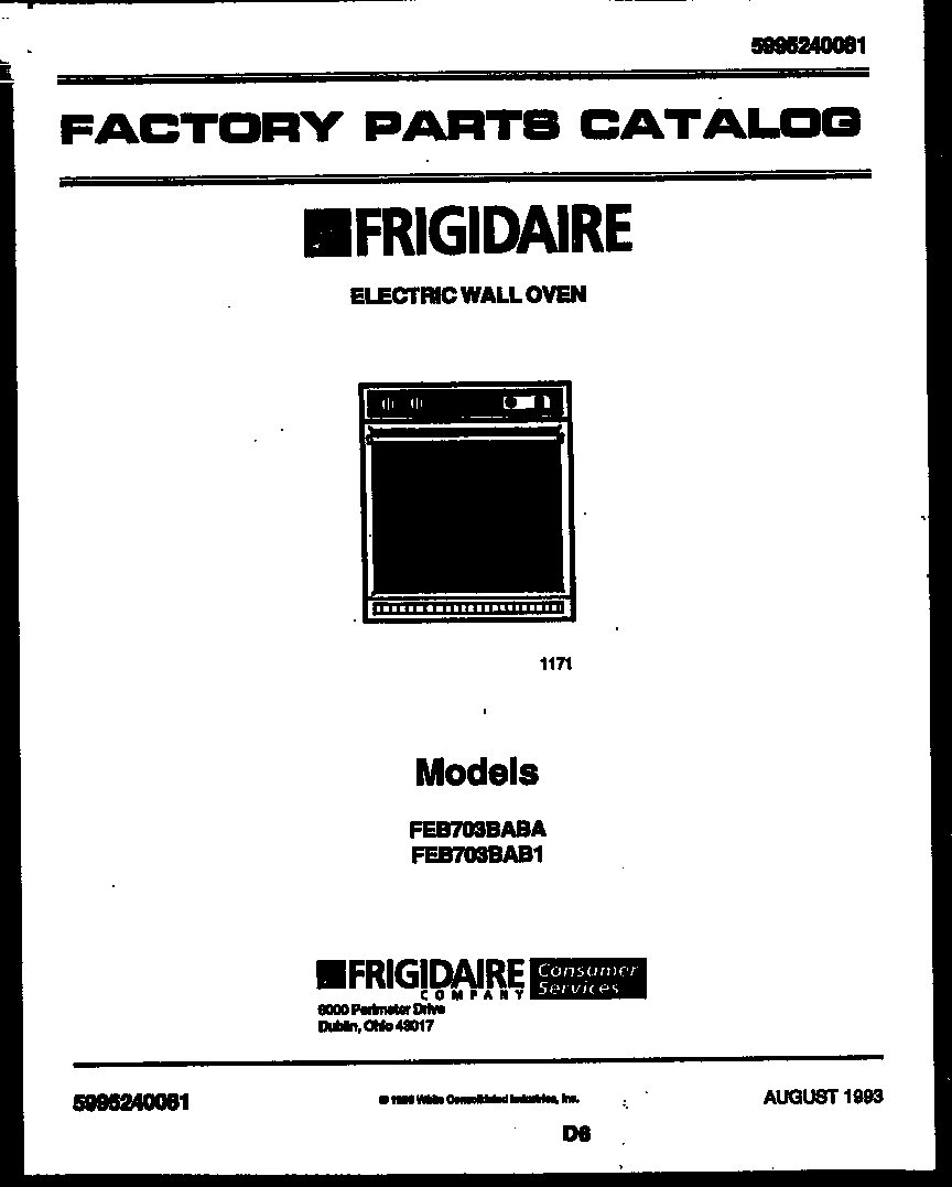 Frigidaire FEB703BAB1 cover diagram