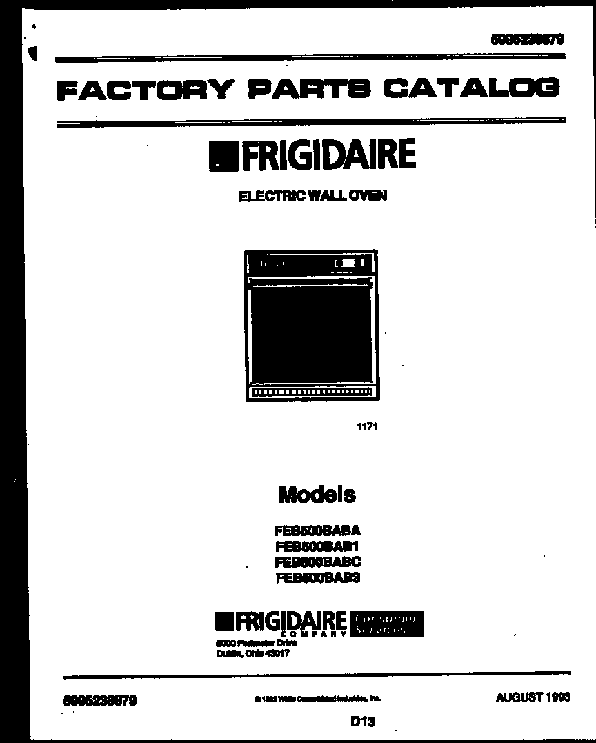 Frigidaire FEB500BABA cover diagram