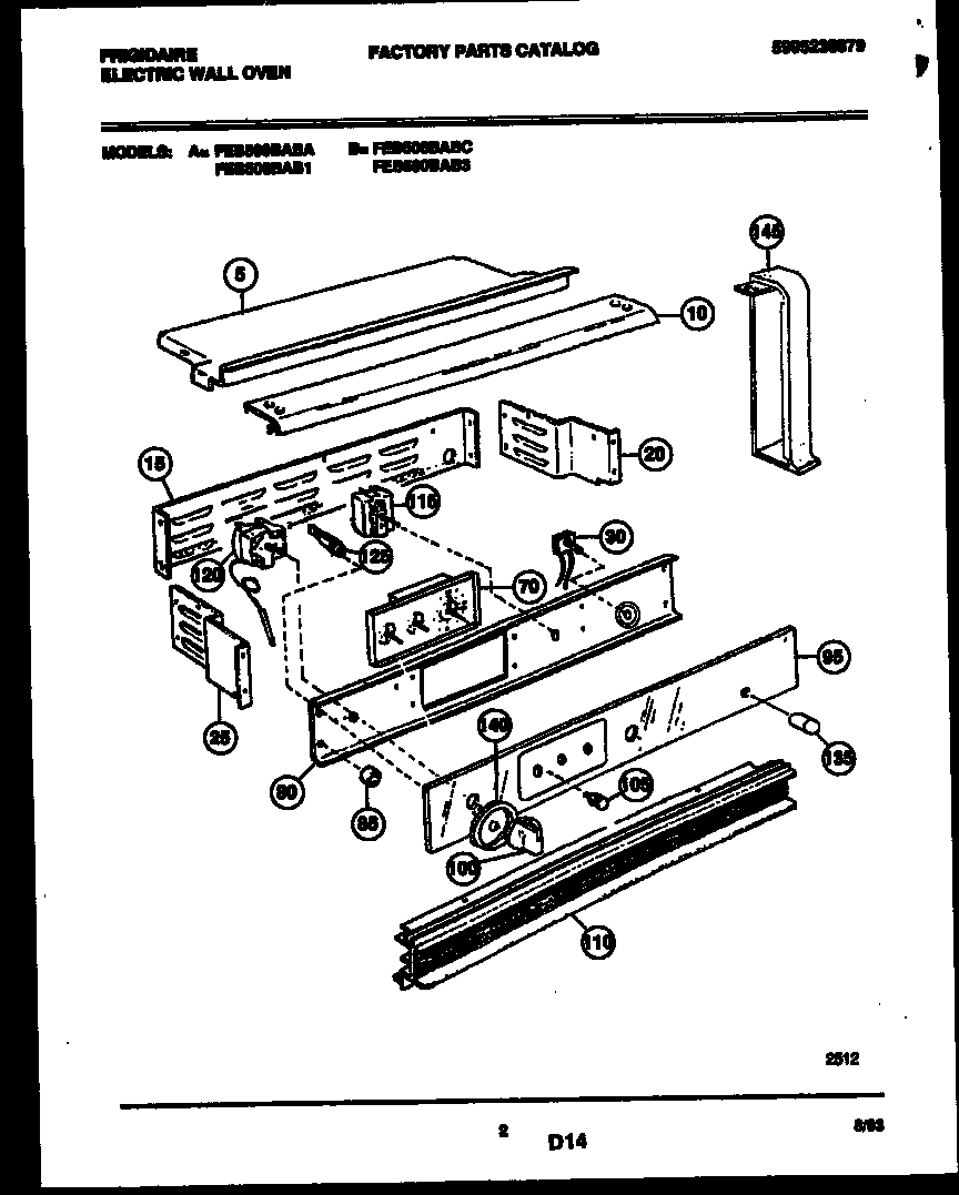 Frigidaire FEB500BABA control panel diagram
