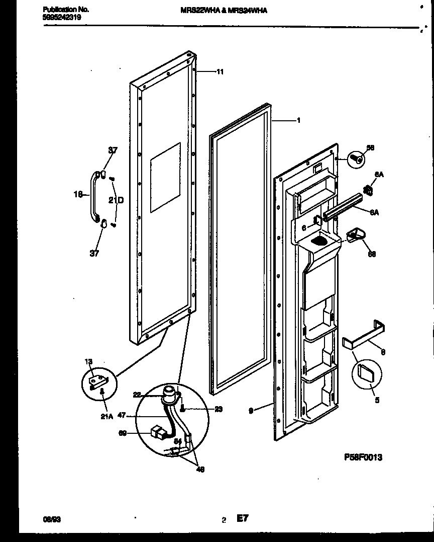 Universal/Multiflex (Frigidaire) MRS22WHAD0 freezer door parts diagram