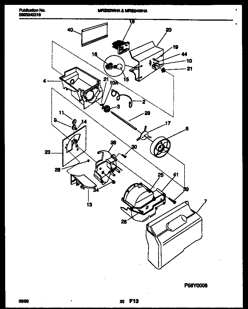 Universal/Multiflex (Frigidaire) MRS22WHAD0 ice dispenser diagram