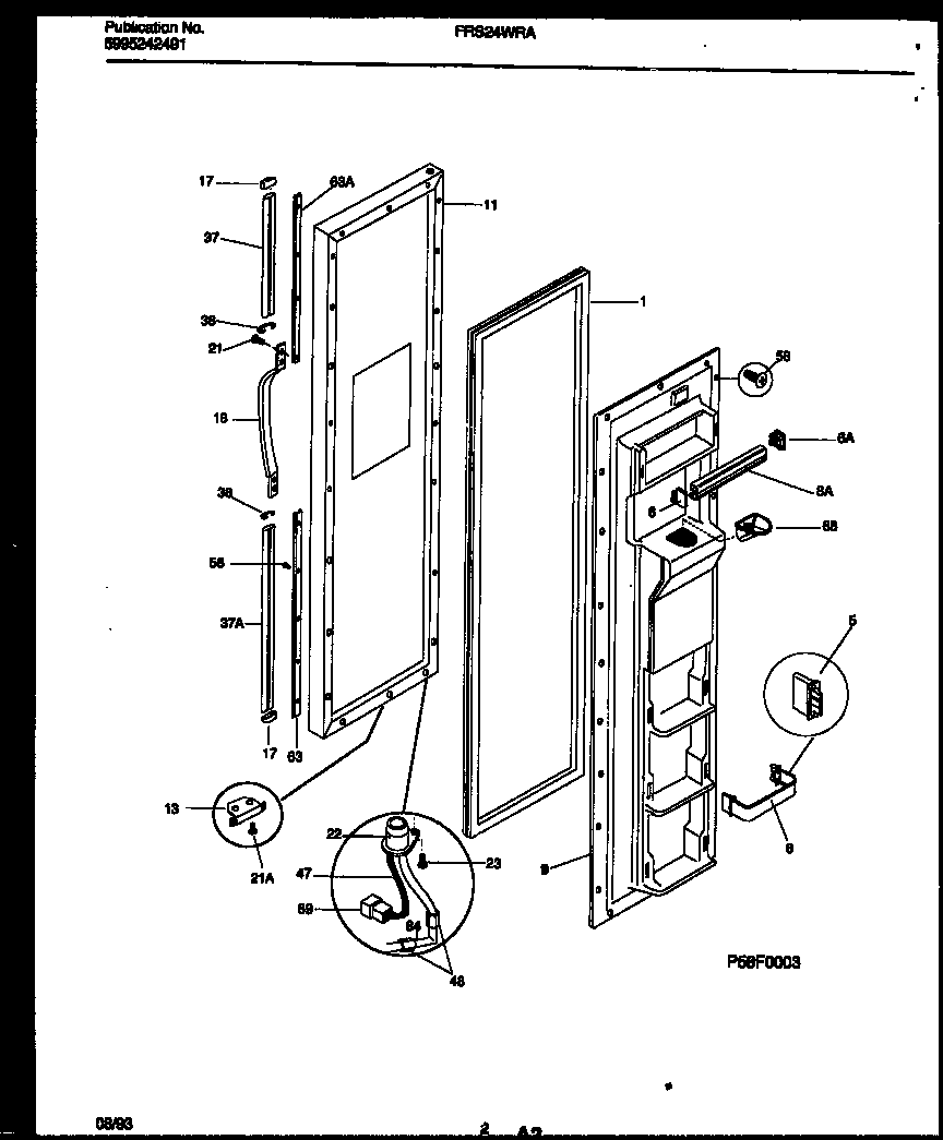 Frigidaire FRS24WRAD3 freezer door parts diagram
