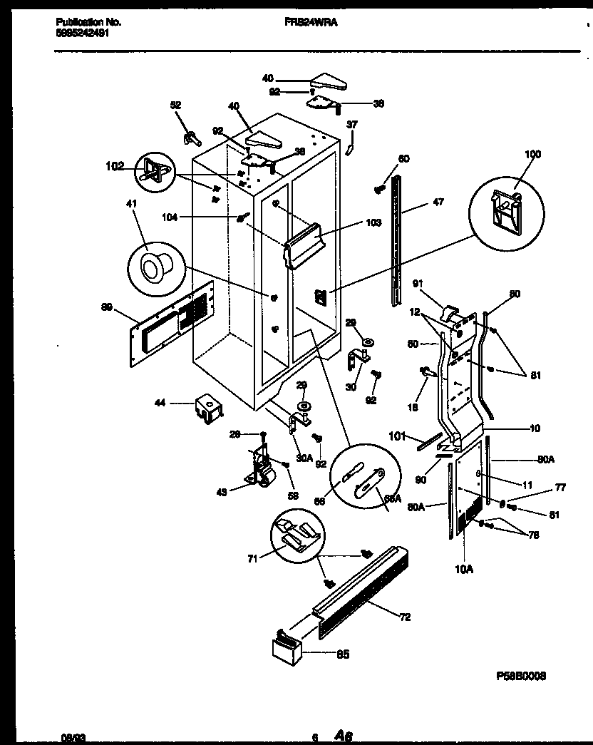 Frigidaire FRS24WRAD3 cabinet parts diagram