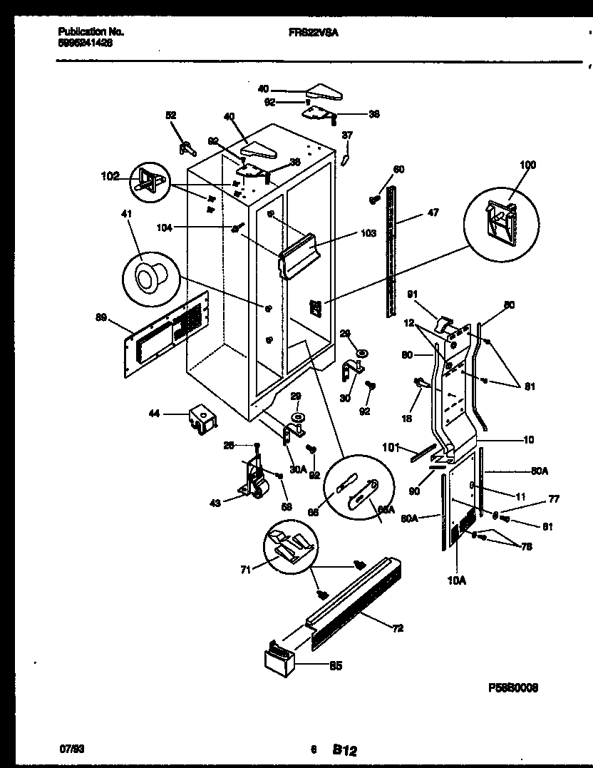 Frigidaire FRS22VSAD0 cabinet parts diagram