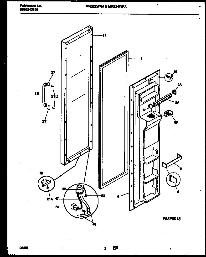 Universal/Multiflex (Frigidaire) MRS22WRAD0 freezer door parts diagram