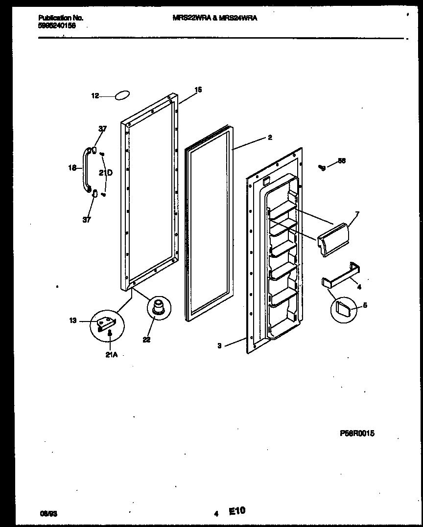Universal/Multiflex (Frigidaire) MRS22WRAD0 refrigerator door parts diagram