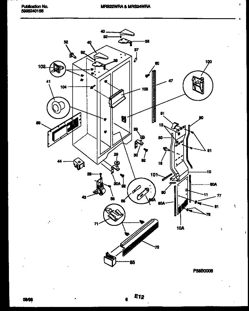 Universal/Multiflex (Frigidaire) MRS22WRAD0 cabinet parts diagram