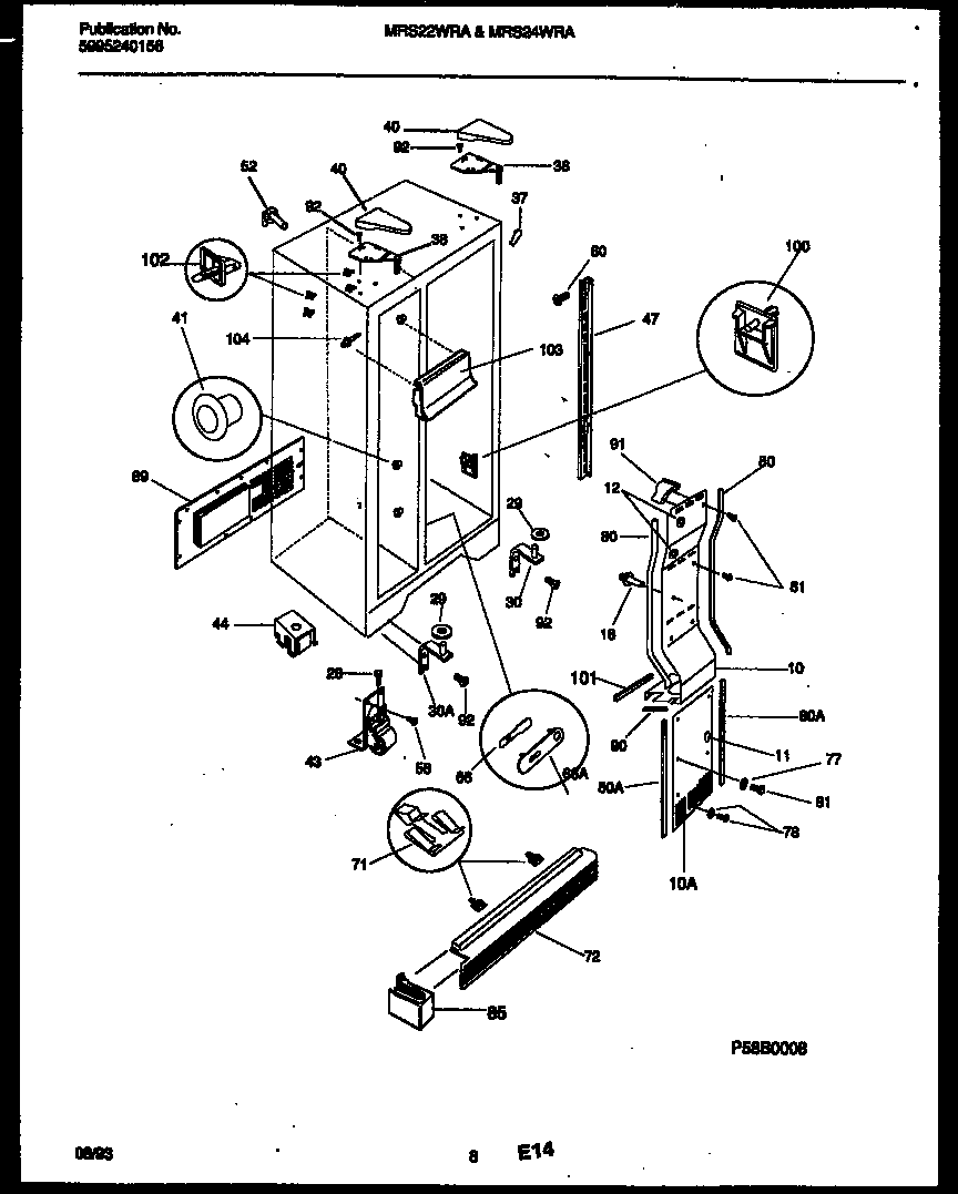 Universal/Multiflex (Frigidaire) MRS22WRAD0 cabinet parts diagram