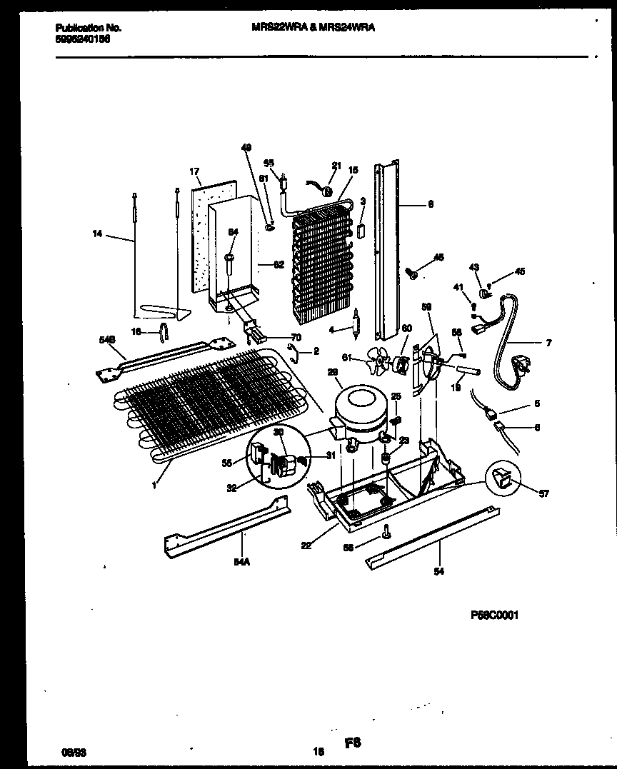 Universal/Multiflex (Frigidaire) MRS22WRAD0 system and automatic defrost parts diagram