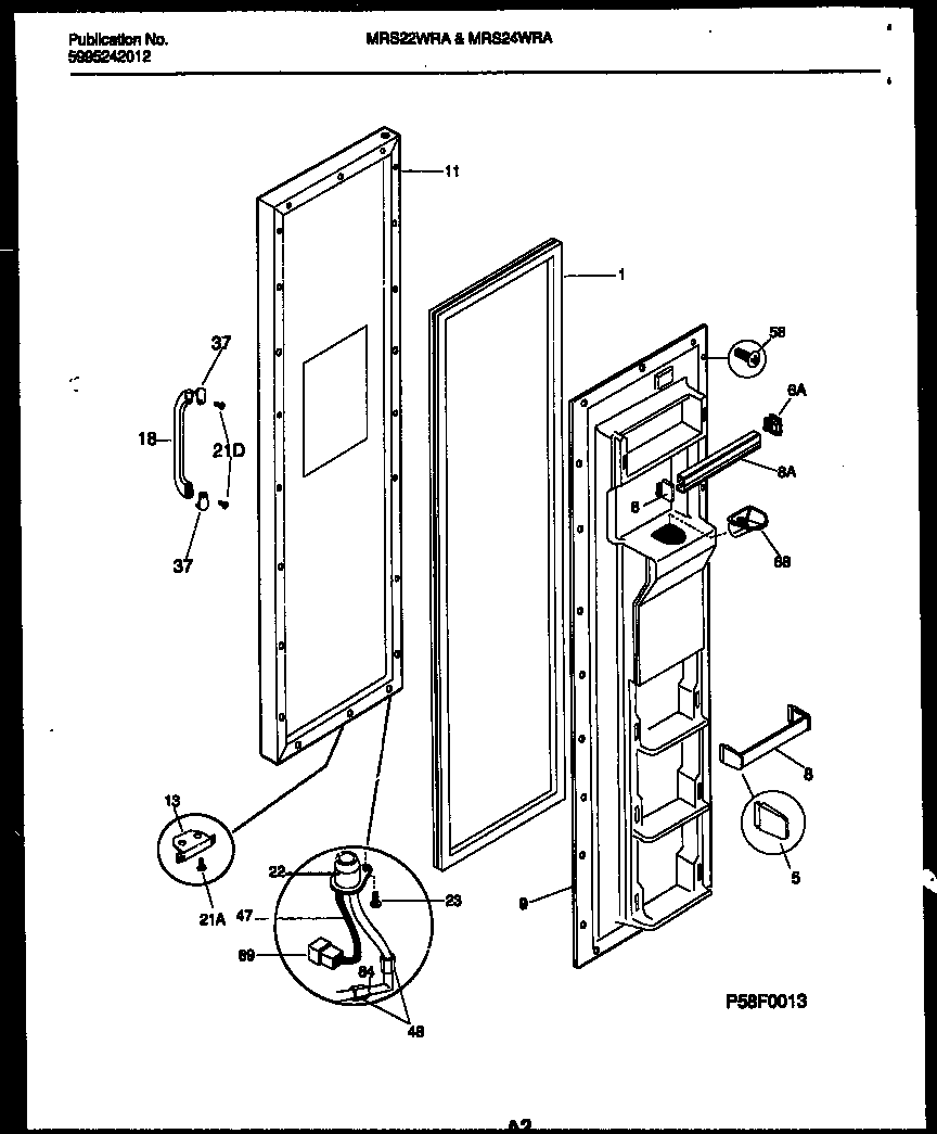 Universal/Multiflex (Frigidaire) MRS24WRAD1 freezer door parts diagram