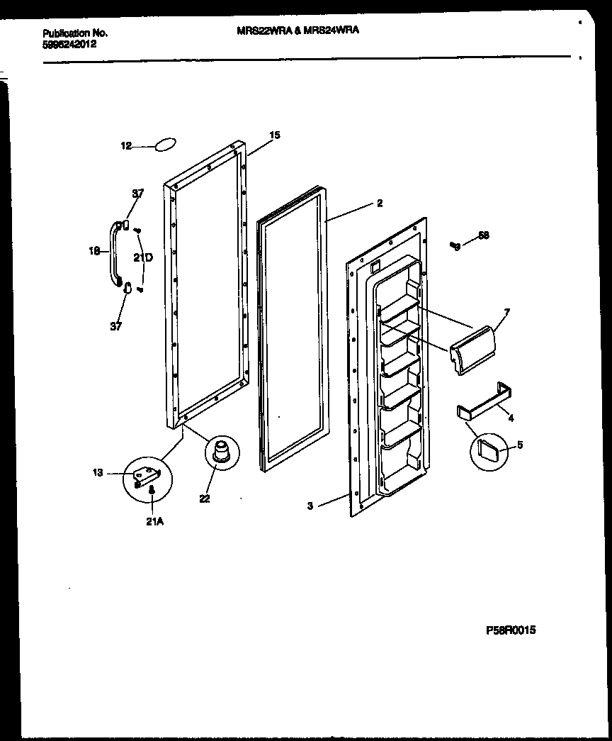 Universal/Multiflex (Frigidaire) MRS24WRAD1 refrigerator door parts diagram