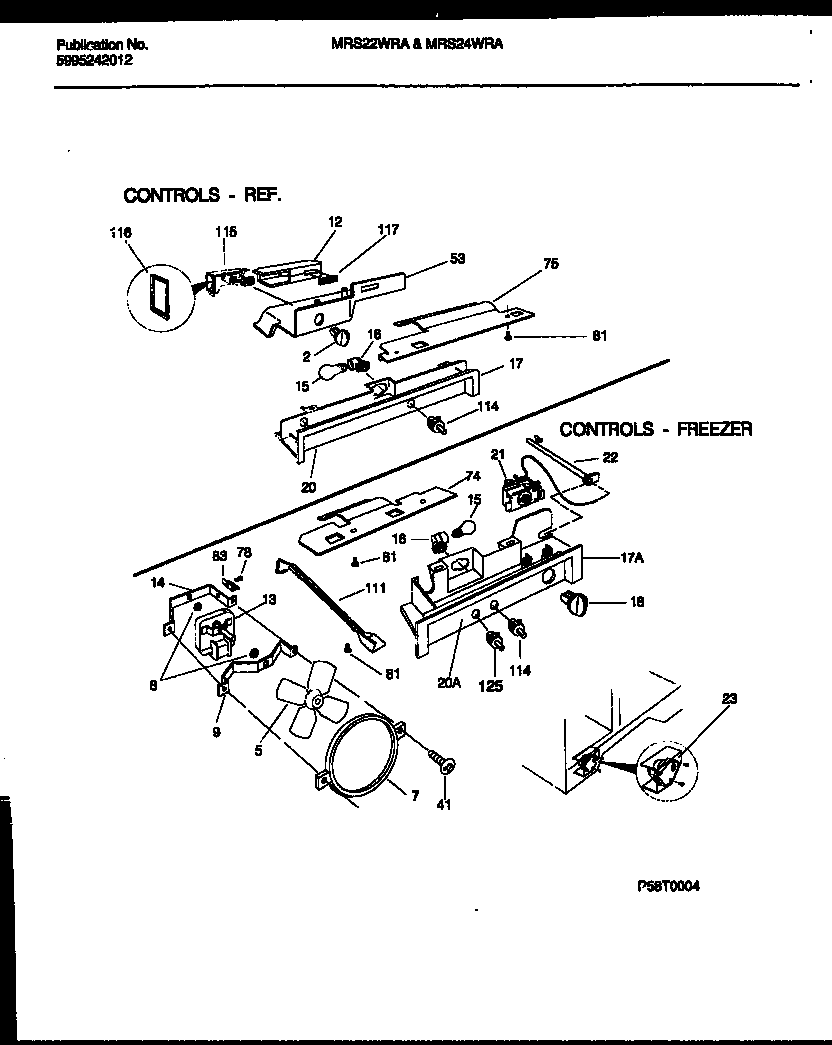 Universal/Multiflex (Frigidaire) MRS24WRAD1 refrigerator control assembly, damper control assembly and f diagram