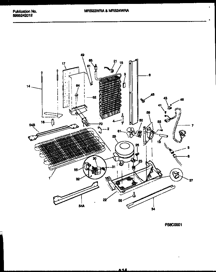 Universal/Multiflex (Frigidaire) MRS24WRAD1 system and automatic defrost parts diagram