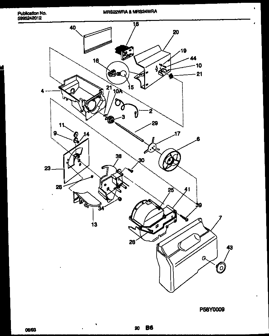 Universal/Multiflex (Frigidaire) MRS24WRAD1 ice dispenser diagram