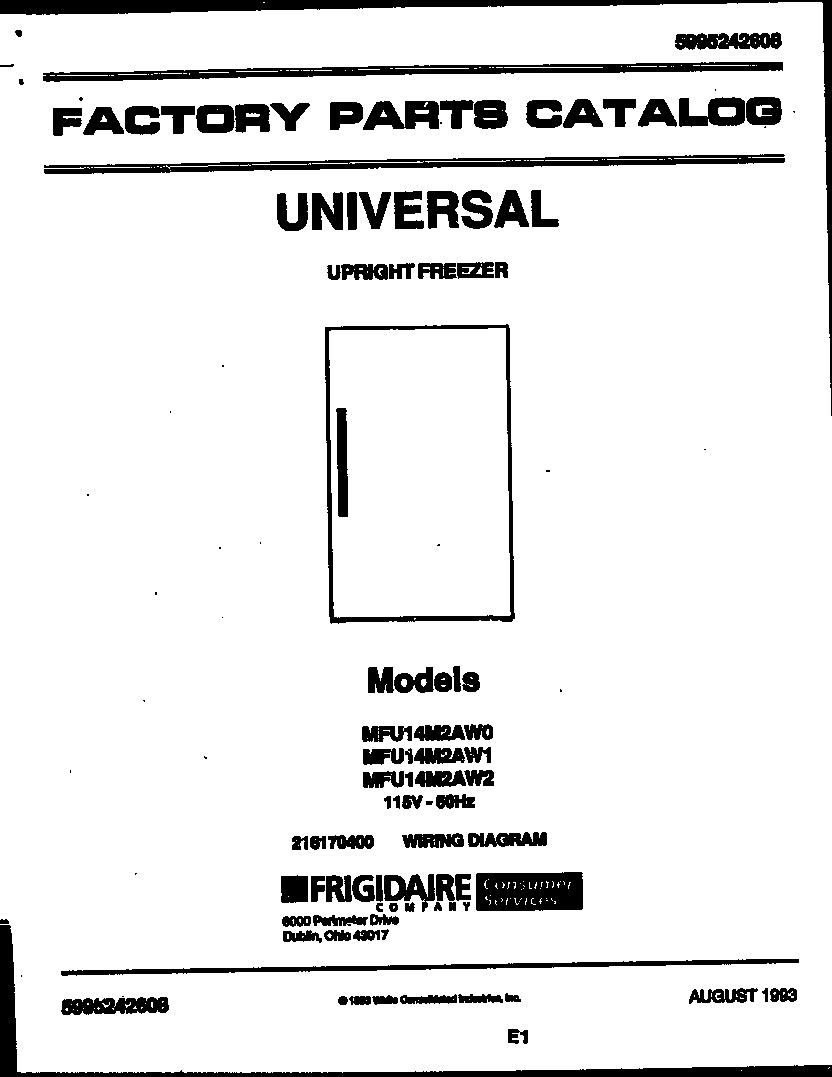 Universal/Multiflex (Frigidaire) MFU14M2AW2 null diagram