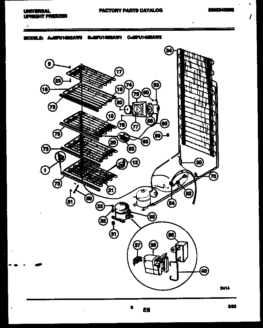 Universal/Multiflex (Frigidaire) MFU14M2AW2 system and electrical parts diagram