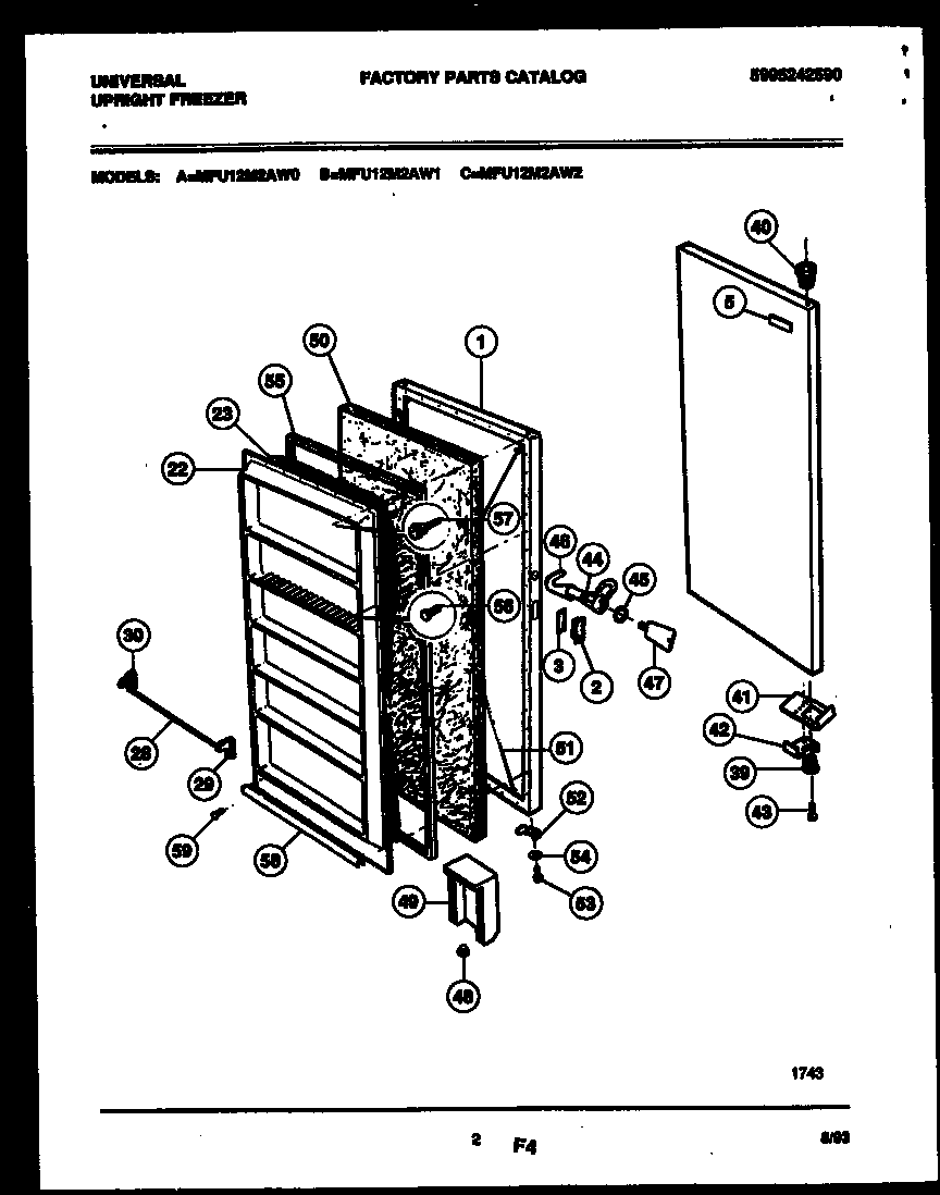 Universal/Multiflex (Frigidaire) MFU12M2AW2 door parts diagram